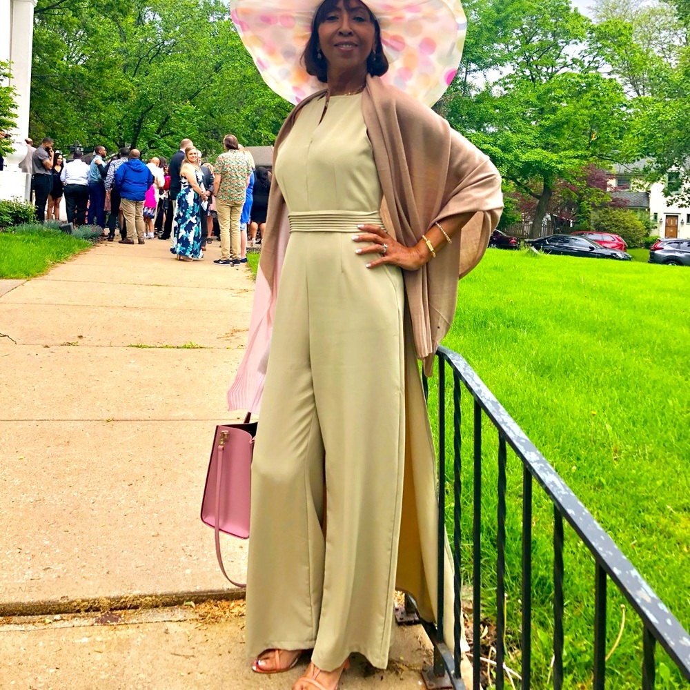 Jumpsuit with attached train